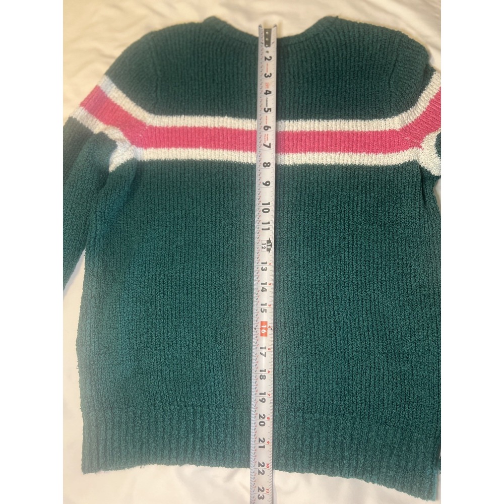Abercrombie Kids Size 13/14 Girls Long Sleeve Sweater Green with white and pink - Picture 10 of 11